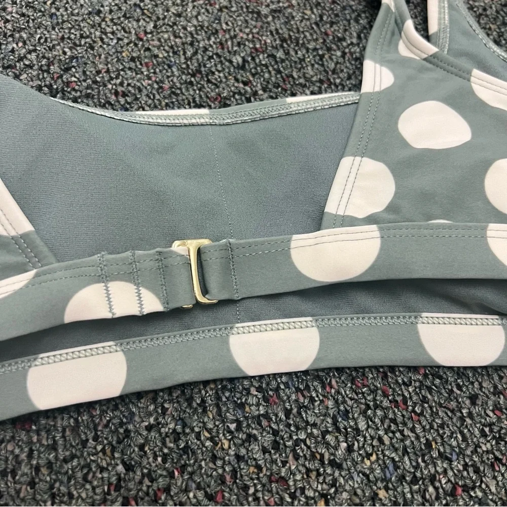 TARGET Green & White Polka Dot Bow Tie Shoulder Retro Bikini Top Removable Cup L - Picture 13 of 16